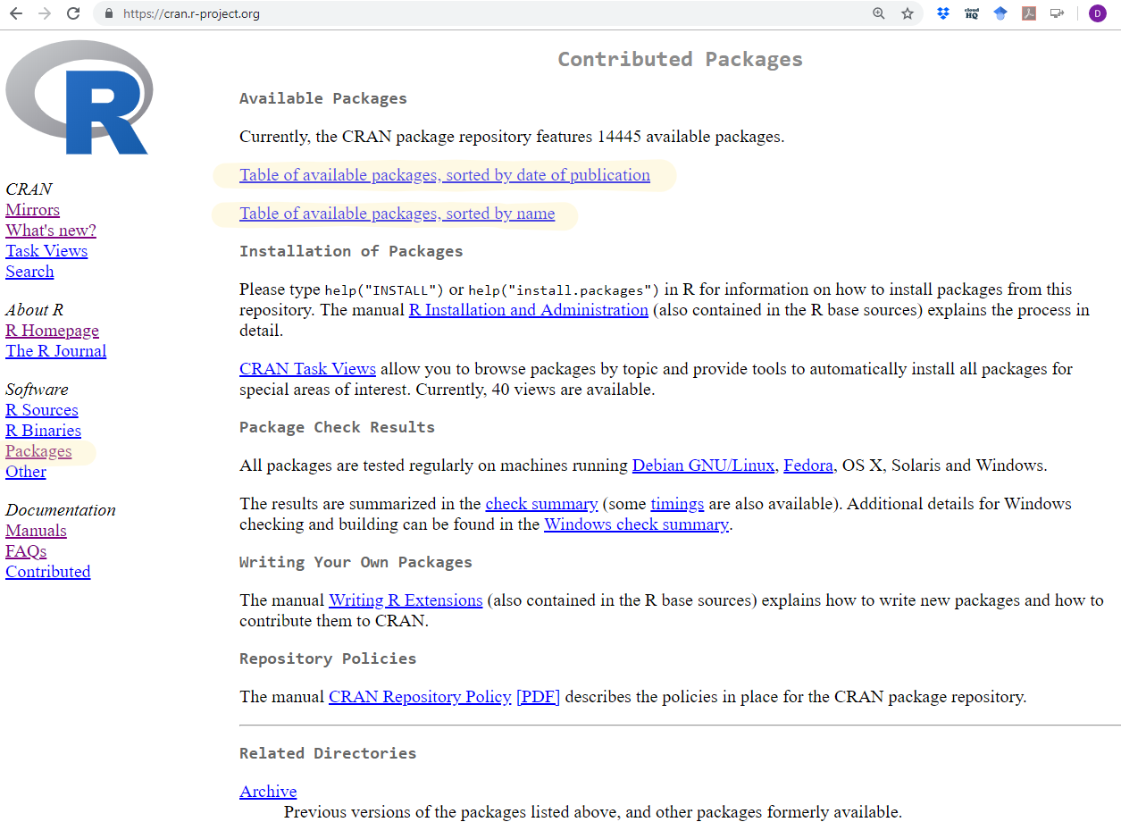 CRAN’s Package Page